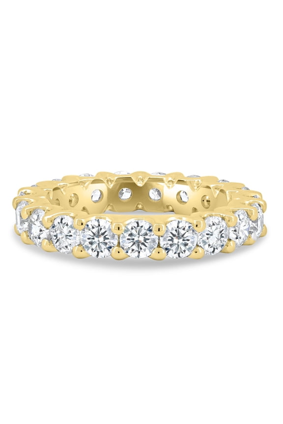 3.5mm Round Moissanite Full Eternity Ring – 3.23Ct, 19 Stone, VS1 Clarity in 10K Yellow Gold for Women