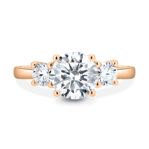 ESTE ORIGIN 2.00Ct Round Cut Lab-Grown Diamond Trellis Trilogy Engagement Ring – 3-Stone Weave Setting in 10K Rose Gold for Women