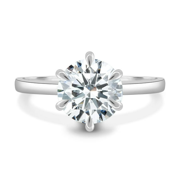 ESTE ORIGIN 2.50Ct Round Cut Lab-Grown Diamond Solitaire Engagement Ring – 6 Claw Hidden Halo in 10K White Gold for Women