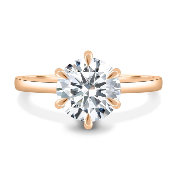 ESTE ORIGIN 2.50Ct Round Cut Lab-Grown Diamond Solitaire Engagement Ring – 6 Claw Hidden Halo in 14K Rose Gold for Women