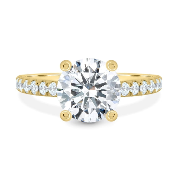 ESTE ORIGIN 3.75ctw Round Cut Moissanite Engagement Ring 18K Yellow Gold Ring with Pave Band for Women US 4