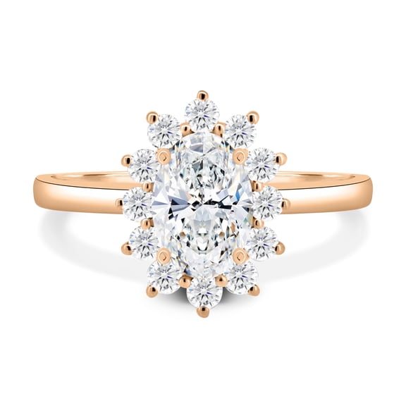 ESTE ORIGIN 2.00Ct Oval Cut Moissanite Engagement Ring – Halo & Cathedral Setting in 10K Rose Gold for Women