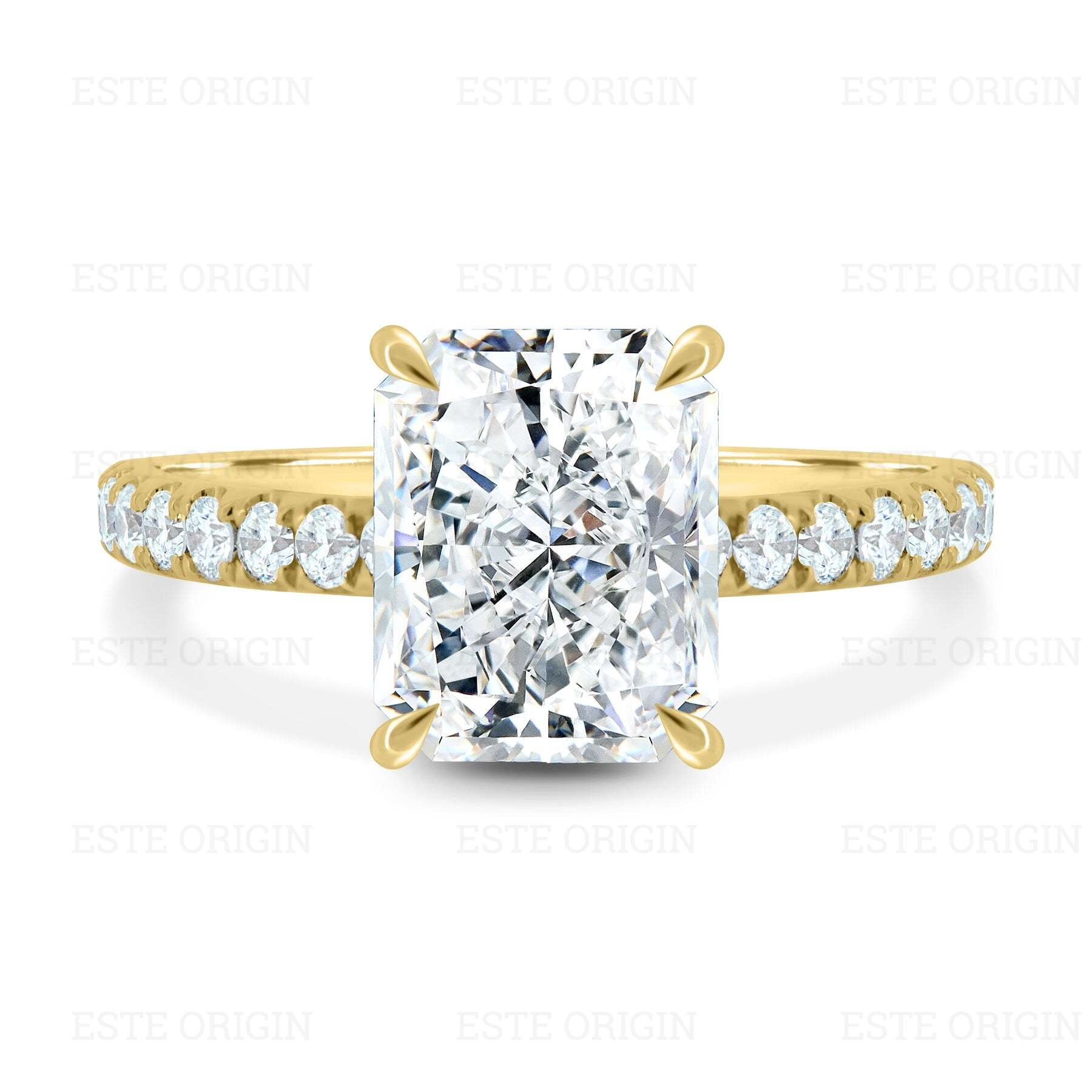 ESTE ORIGIN 3Ct Lab Diamond Radiant Solitaire Ring with Hidden Halo ...