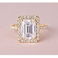 Pave Style Roses ESTE ORIGIN 4.00 Ct Emerald Cut Moissanite Halo Pave Engagement Ring ...