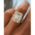 thumbnail image 1 of ESTE ORIGIN 4.00Ct Emerald Cut Moissanite Engagement Ring – Pavé Band, Classic Halo Setting in 14K Rose Gold for Women US 10.5, 1 of 8