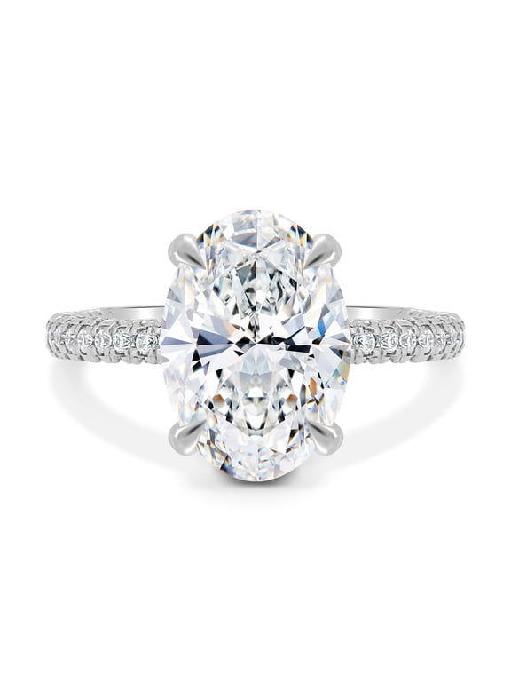 4.85CT Oval Lab-Grown Diamond Solitaire Engagement Ring in 10K White Gold for Women US 6
