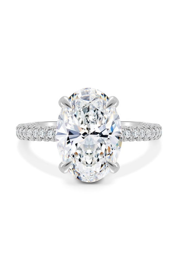 4.85CT Oval Moissanite Solitaire Engagement Ring in 10K White Gold for Women US 10