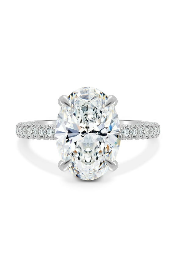 4.85CT Oval Moissanite Solitaire Engagement Ring in 10K White Gold for Women US 5