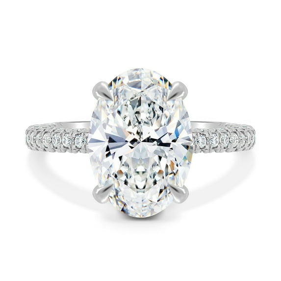 ESTE ORIGIN 4.85CT Oval Moissanite Solitaire Engagement Ring in 10K White Gold for Women US 6