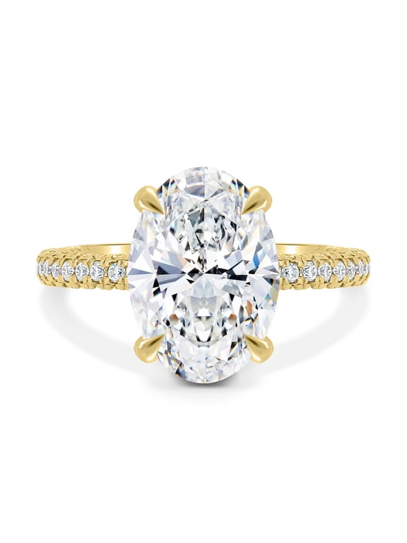 4.85CT Oval Moissanite Solitaire Engagement Ring in 18K Yellow Gold for Women US 4