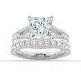 thumbnail image 1 of ESTE ORIGIN 4Ct Princess Cut Lab-Grown Diamond Engagement Ring Set with Split Shank & Pavé Wedding Band Set in 14K White Gold Bridal Set for Her US 6, 1 of 9