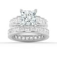 thumbnail image 1 of ESTE ORIGIN 4Ct Princess Cut Moissanite Engagement Ring Set - Bridal Wedding Ring Set with Eternity Band 18K White Gold US 9, 1 of 9