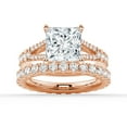 thumbnail image 1 of ESTE ORIGIN 4Ct Princess Cut Moissanite Engagement Ring Set with Split Shank & Pavé Wedding Band in 14K Rose Gold Bridal Set for Her US 10, 1 of 9
