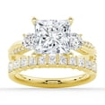 thumbnail image 1 of ESTE ORIGIN 4Ct Princess Cut Three Stone Moissanite Engagement/Wedding/Bridal Ring Set with Twisted Vine Band & Channel Set Band in 14K Yellow Gold for Her US 9, 1 of 12