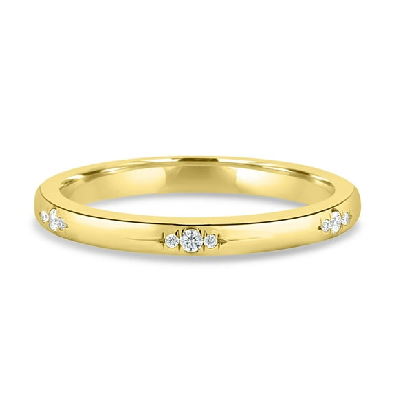 ESTE ORIGIN Lab-Grown Cluster Wedding Ring – 0.10Ct Hammer Set Round Diamond Band in 14K Yellow Gold for Women