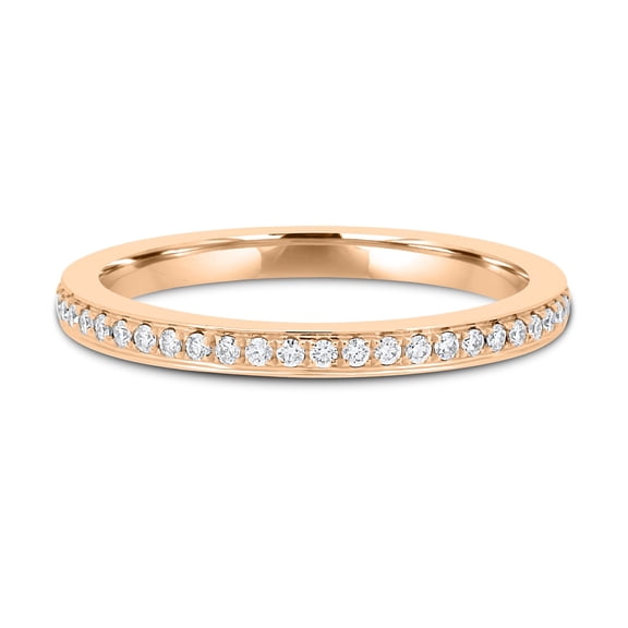 ESTE ORIGIN Lab Grown Diamond Micropavé Band – 0.20 Ct, 33-Diamond Slim Flat Half Eternity Wedding Ring in 18K Rose Gold for Women