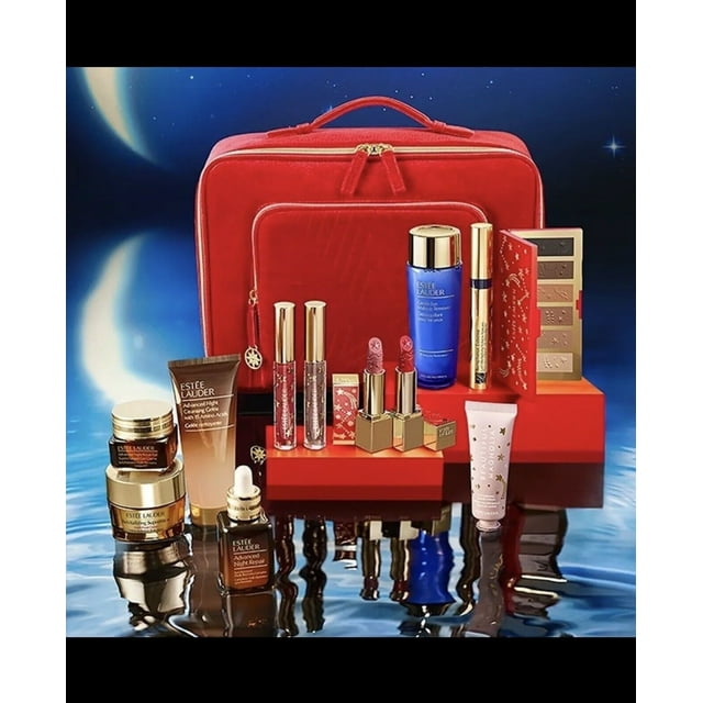 ESTEE LAUDER Holiday Gift Set 11 Full Size + 1 Deluxe Travel Size Case ( Celestial Glam WARM