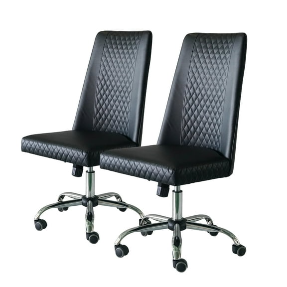 ESTELLE Office Chair (Set of 2) Adjustable Height Desk Chair Conference Room Salon Customer Seating Luxury Soft Leather with Rolling Base, Black