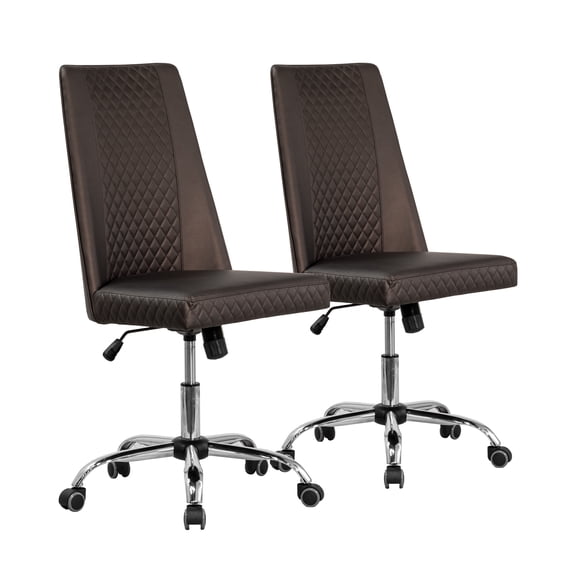 ESTELLE Office Chair (Set of 2) Adjustable Height Desk Chair Conference Room Salon Customer Seating Luxury Soft Leather with Rolling Base, Coffee