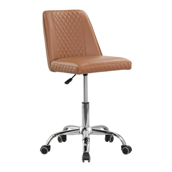 ESTELLE Office Desk Chair Armless, 18"-24" Adjustable Height for Home Office, Conference Room, Bar, Waiting Area, Cappuccino Diamond