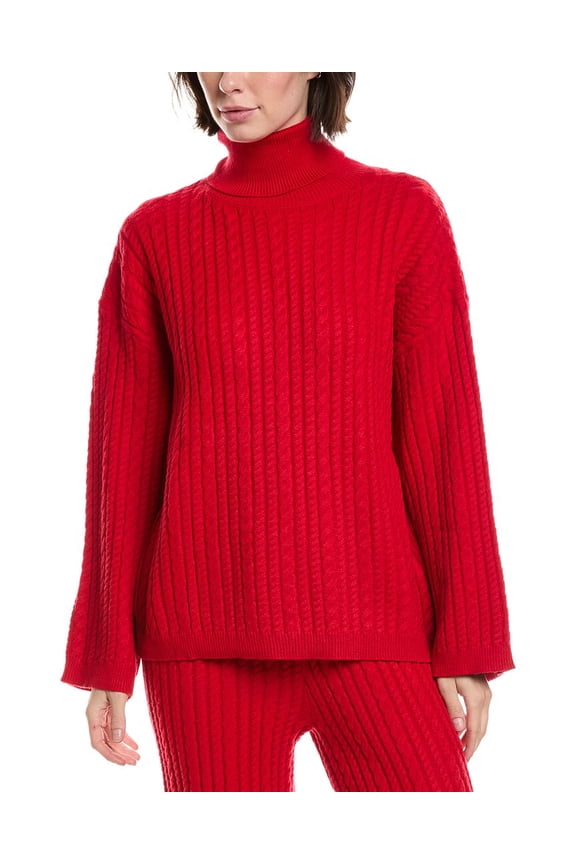 womens Turtleneck Sweater, l, Red