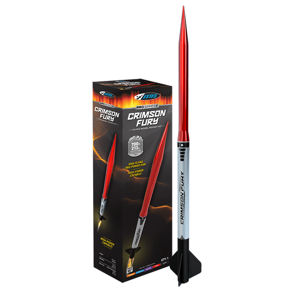 ESTES CRIMSON FURY PRO SERIES II FLYING MODEL ROCKET KIT ADVANCED EST9729