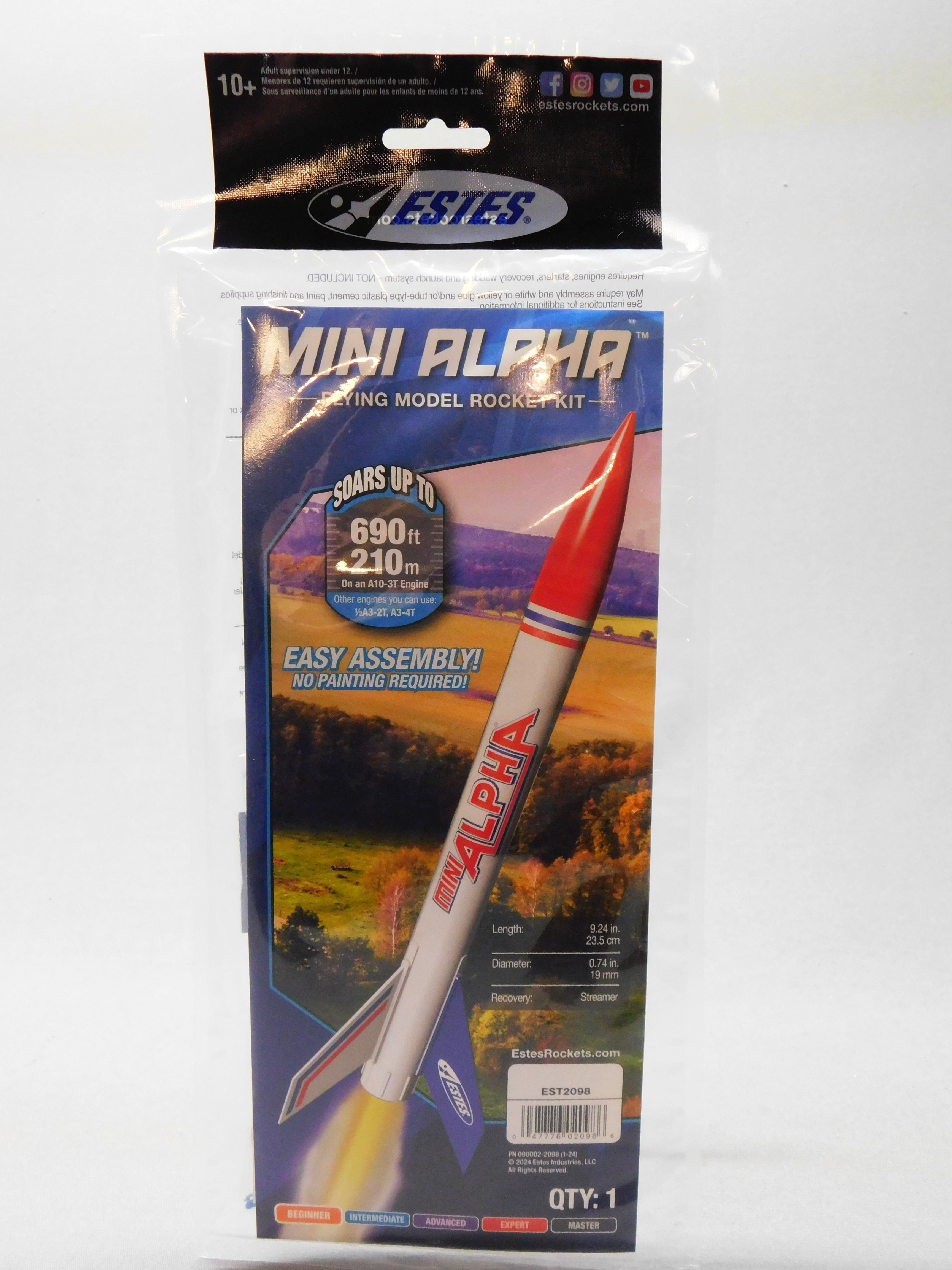 ESTES MINI ALPHA ROCKET KIT BEGINNER EST2098 - Walmart.com