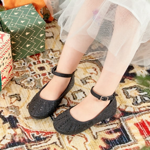 ESTINE Flower Female Dress Shoes Toddler Girl Mary Jane Flats Black 6M