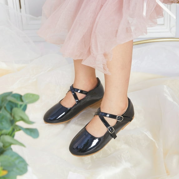 ESTINE Girl's Toddler/Little Kid Ballet Mary Jane Dress Shoes (AG246 Black/Toddler 8M)