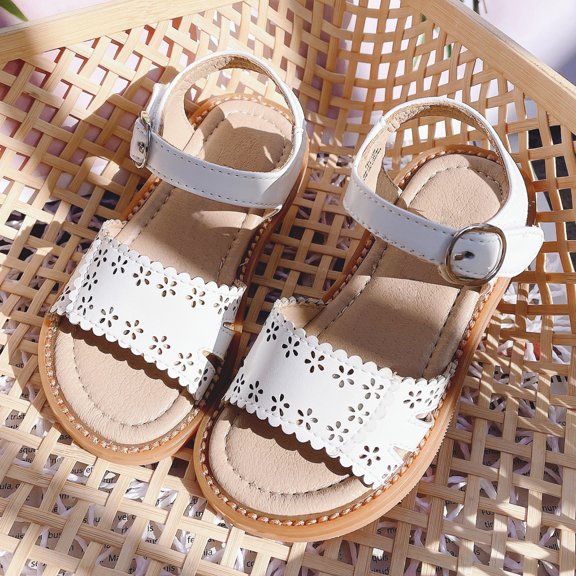 ESTINE Toddler Girl Open Toe Lightweight Summer Female Casual Dress Sandals - White 12M