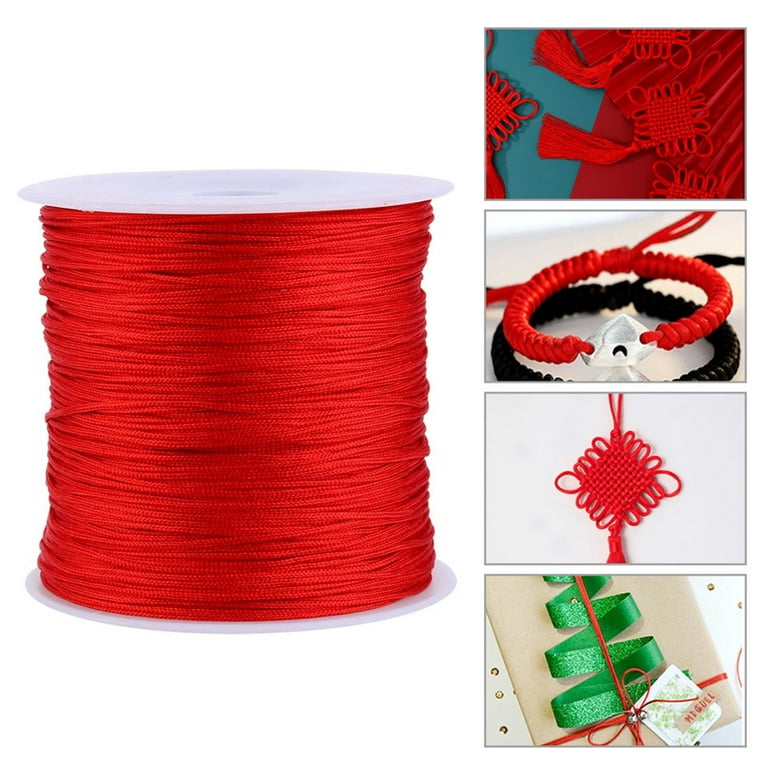 ESTINK 100M * 0.8mm Nylon Cord, Thread Chinese Knot DIY Craft Macrame  Rattail Bracelet Braided String (Red) 