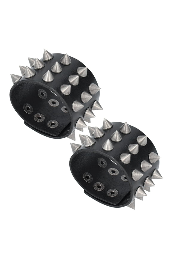 ESTINK 2Pcs Punk Wristband Vintage Wide Faux Leather With Spikes Decoration Retro Bracelets, Punk Wristband,Vintage Bracelet