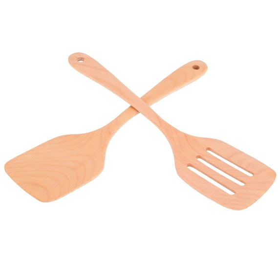 ESTINK 2Pcs Wooden Spatula Set Environmentally No‑Stick High Temperature Flat Spatula For Home,No‑Stick Spatula,Slotted Spatula