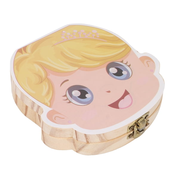 ESTINK Baby Wooden Tooth Box Individual Holes Primary Teeth Organizer English Kids Keepsake Box,Children Teeth Storage Holder