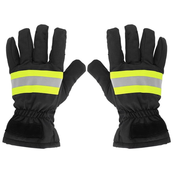 ESTINK Firefighter Hand Protection,Flame Retardant Firefighting Gloves HeatResistant Waterproof Breathable Firefighter Hand Protection Cover Black And Yellow,Breathable Gloves