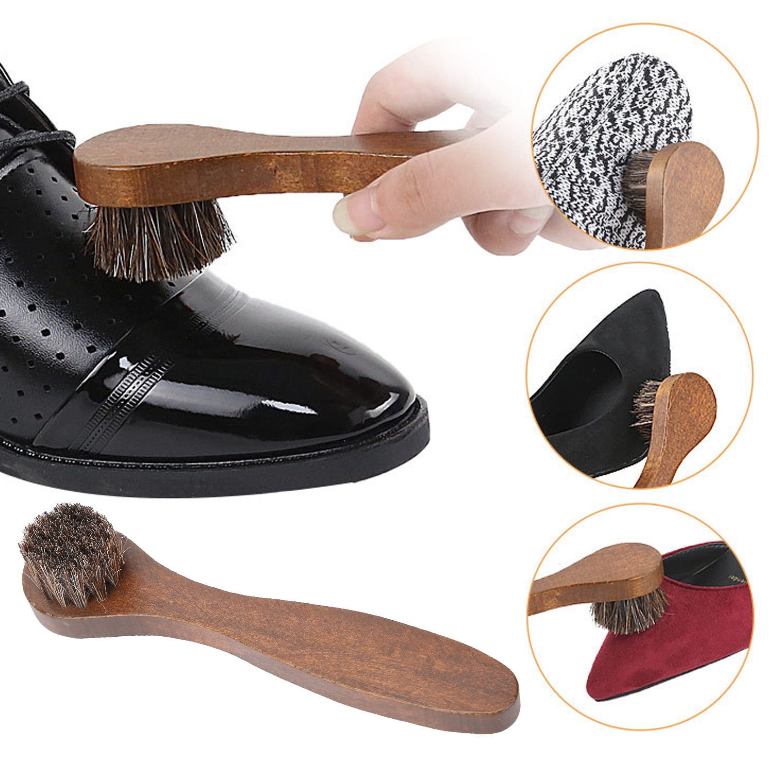 ESTINK Shoes Polish Applicator Brush,Horsehair Shine Shoes Brush
