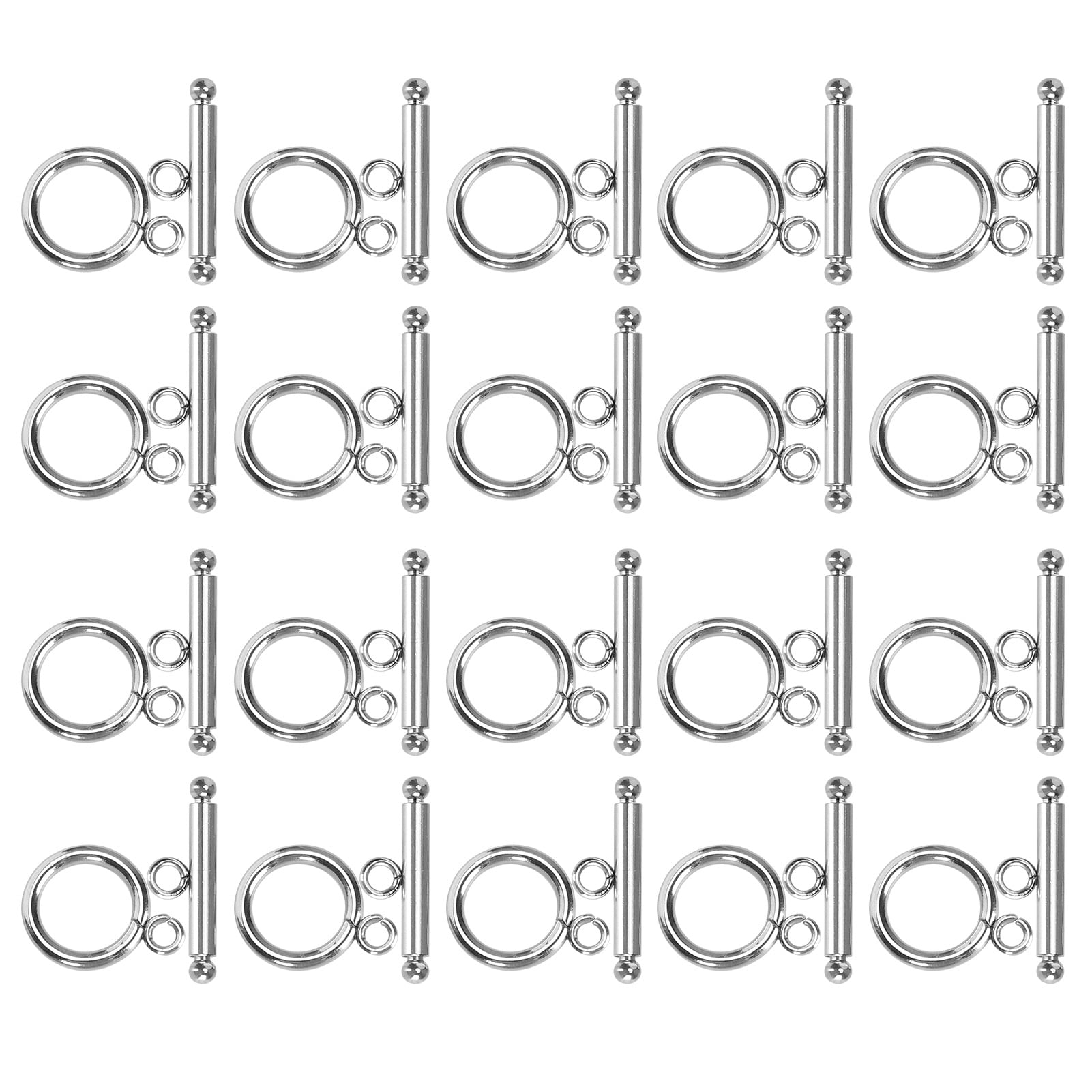 ESTINK Toggle Clasps Combination Kit,20 Set Bracelet Toggle Clasps Stainless Steel OT Buckle Necklace DIY Jewelry Making Supplies,Round OT Buckle