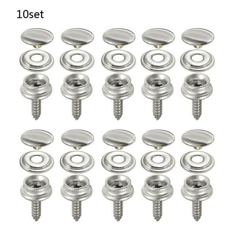 ESTONE 10 Sets Stainless Steel Snap Fastener Marine Yacht Boat Canvas Cover  Tool Button 