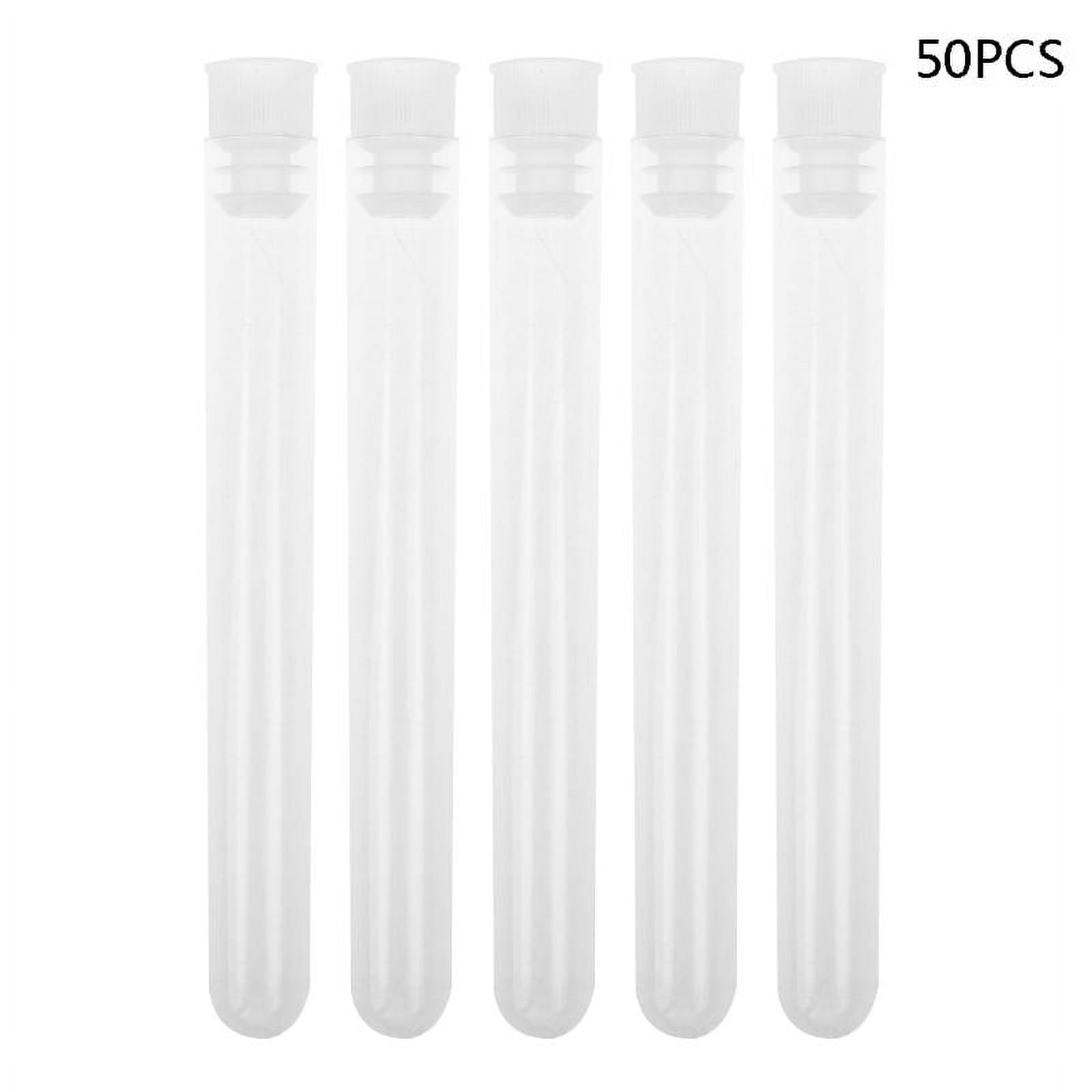 ESTONE 50Pcs/Pack 12x100mm Transparent Laboratory Clear Plastic Test Tubes Vials With Push Cap School Lab Supplies