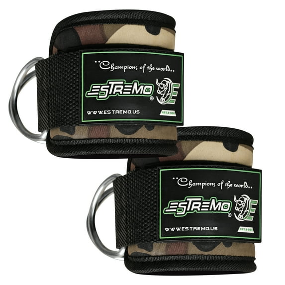 ESTREMO Fitness Ankle Straps for Cable Machines Adjustable Neoprene Strap with Stainless Steel D-Ring for Glute & Leg Workouts