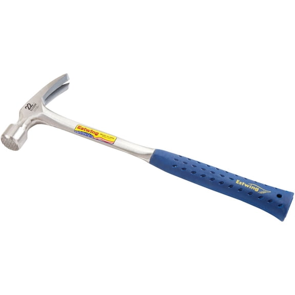 ESTWING Framing Hammer - 22 oz USA Made Long Handle Straight Rip Claw Hammer with Milled Face & Shock Reduction Grip - E3-22SM