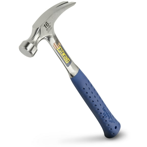 ESTWING Hammer - 16 oz Straight Rip Claw with Smooth Face & Shock Reduction Grip - E3-16S