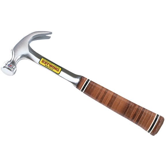 ESTWING Hammer - 16 oz USA Made Curved Claw Hammer with Smooth Face & Genuine Leather Grip - E16C