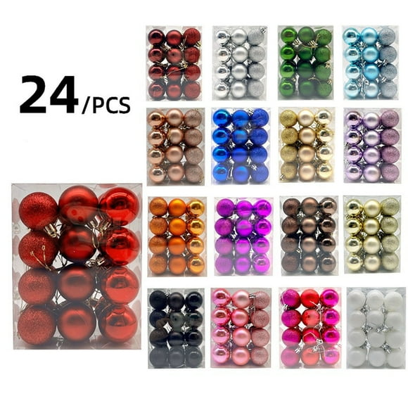 ESULOMP 24PCS Christmas Ball Ornaments, 30mm/1.18" Small Shatterproof Christmas Decorations Tree Balls for Xmas Tree, Christmas Tree Decors Hanging Ball for Holiday Party Decoration, Silver