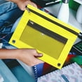 thumbnail image 1 of ESULOMP 2Pcs Pencil Case for 3 Ring Binder, Binder Pencil Pouch with Smooth Zipper, Clear Window Pencil Case for Binder, Big Capacity 3 Ring Binder Pencil Bag with 3 Reinforced Grommets, Yellow, 1 of 7