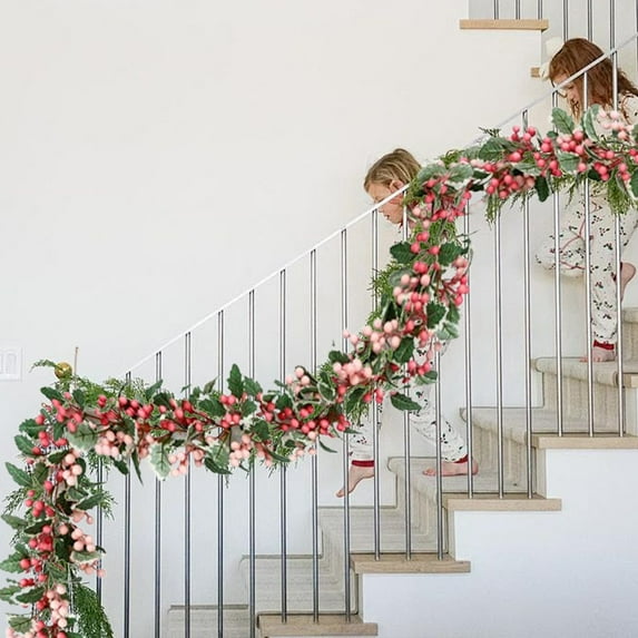 ESULOMP 5.9Ft Real Touch Norfolk Pine Garland, 71" Christmas Garland for Mantle, Faux Cedar Garland Realistic, Garlands for Decoration Christmas, Christmas Greenery Garland, Staircase Garland