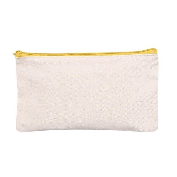 ESULOMP Blank Canvas ZIpper Pouch for DIY CraftCanvas Makeup Bags with Colored ZIpper in Canvas CosmetIc Bag MultI-Purpose Travel Bags Pen PencIl Case 8.3 x 4.7 Inches
