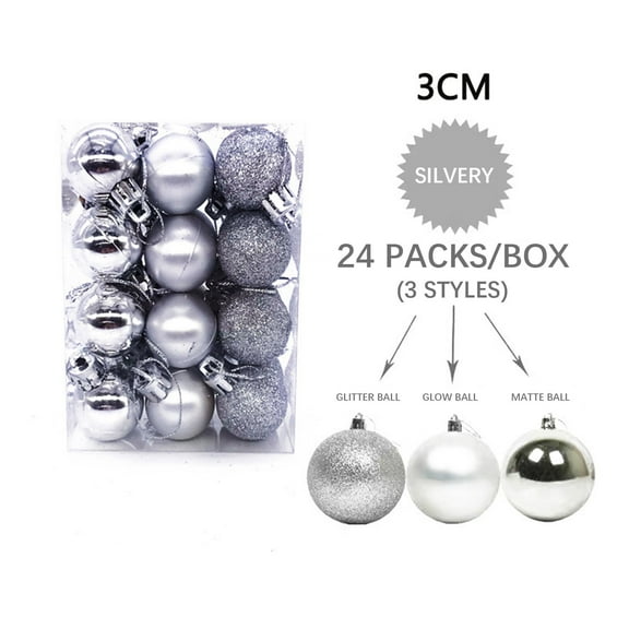 ESULOMP Christmas Balls Ornaments, 24Pcs Xmas Tree Decorations, 30mm/1.18" Shatterproof Christmas Tree Ornaments Hanging Ball for Holiday Wedding Party Decoration