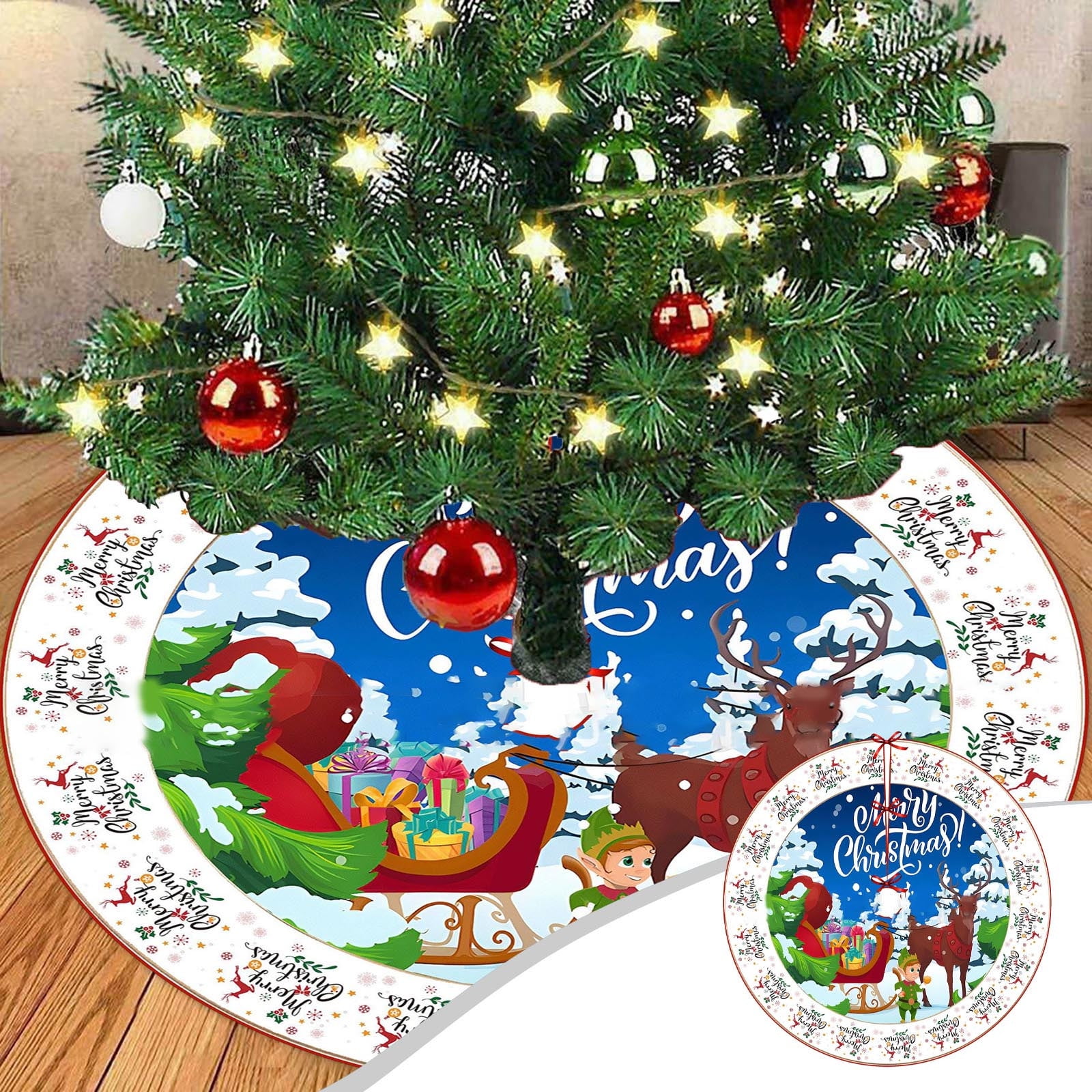 48 Inch White Faux Fur Christmas Tree Skirt | Soft Plush Holiday Decor For Home & Parties