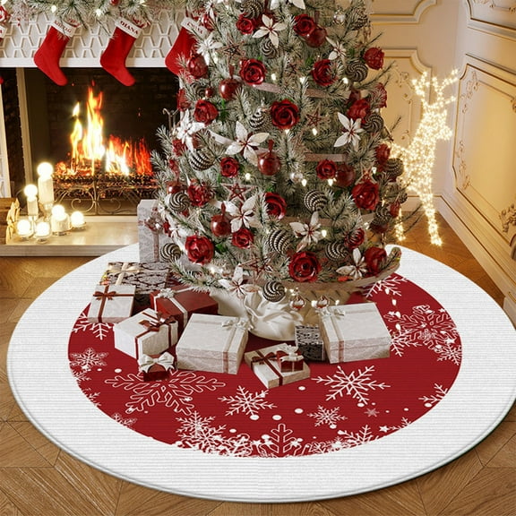 ESULOMP Christmas Tree Skirt, 39 Inch White Soft Faux Fur Tree Skirts Plush Christmas Decorations, White Ornaments Christmas Tree Skirts Xmas Decorations Indoor Holiday Party Decor
